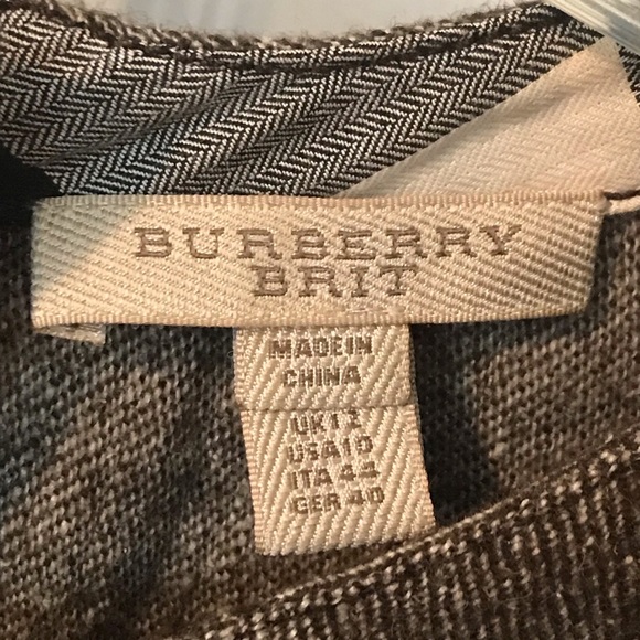 Burberry Brit Linen Wool Brown Blend Short Sleeve Sheath Dress 10 - Picture 3 of 14